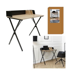 Kompiuterio stalas 90x85x50 cm medinis juodas Home Deco HD6425