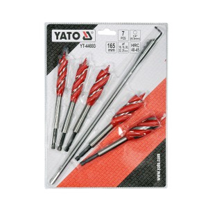 Grąžtai medžiui spiraliniai 7 vnt. 16-25 mm 1/4" HEX YT-44693 YATO