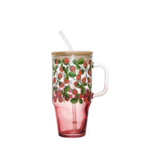 Gertuvė stiklinė su dangteliu ir šiaudeliu 650 ml Cook Concept KA0629
