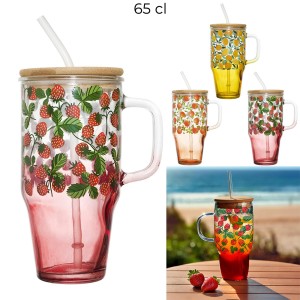 Gertuvė stiklinė su dangteliu ir šiaudeliu 650 ml Cook Concept KA0629