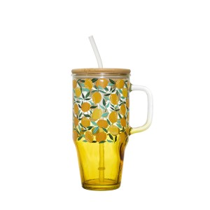Gertuvė stiklinė su dangteliu ir šiaudeliu 650 ml Cook Concept KA0629