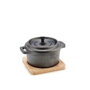 Kepimo indas kalioji geležis su bambukiniu padėklu 13x10x8 cm Kinvara 64305