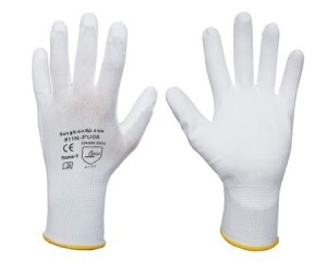 Pirštinės nailoninės apliet.poliuret PU EKO baltos  9" 5004 (12)