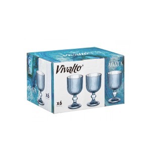 Taurės vandeniui 370 ml 6 vnt komplekt. mėlynos sp. Vivalto 84925