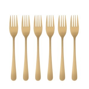 Šakutės desertinės 6 vnt matt gold 14 cm Maku 310546