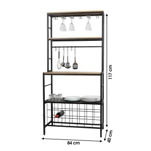 Lentyna/baras pastatoma 40x84x117 cm juoda, medis Urban Living 151546