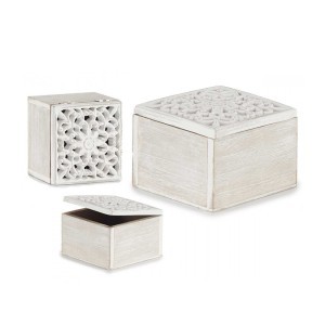 Dėžutė medinė balta 11,5x11,5x8 cm Giftdecor 77963