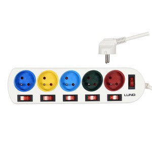 Ilgintuvas elektros su jungikliais ABS 5 lizdai 2 metrai 72460 LUND