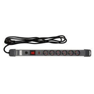 Ilgintuvas elektros 3 m 6 lizdų aliuminis,  juodas 72373 STHOR