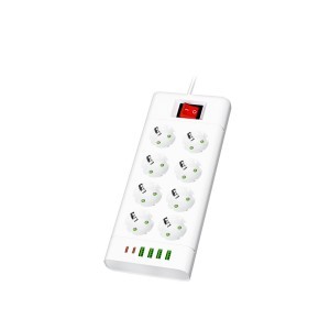 Ilgintuvas elektros 2 m 8 lizdų su jungtuku, įžeminimu, USB ir C jungtimis Argon