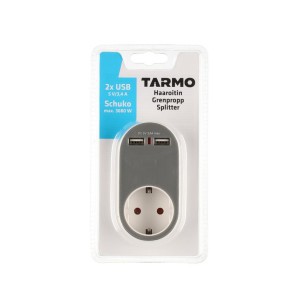 Paskirstytojas srovės su 2 USB jungtimis 5V DC 3.4A max 3680W 320916 Tarmo