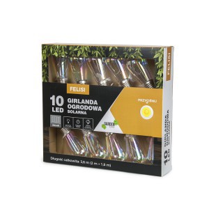Girlianda sodo su saulės baterija 2+1,8 m 10LED balta šalta sp. FELISI SOL3552