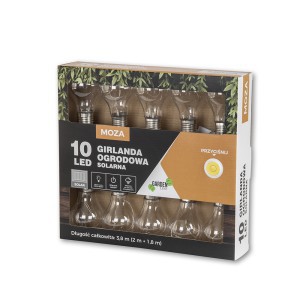 Girlianda sodo su saulės baterija 2+1,8 m 10LED balta šilta sp. MOZA SOL3538