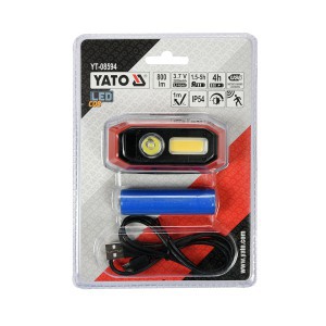 Žibintuvėlis ant galvos akumuliatorinis 800lm 3.7V 2200MAH IP54 YT-08594 YATO