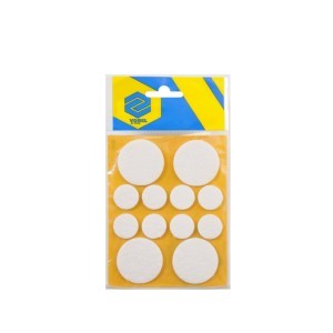 Padukai baldams iš veltinio įv. dydžių 20/38 mm 12 vnt. balti 74838