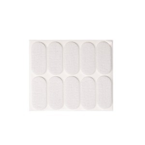 Padukai baldams iš veltinio 20*45 mm 10 vnt. ovalūs balti 74846