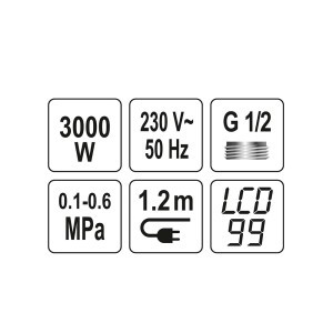 Šildytuvas/maišytuvas vandens elektrinis su dušu 3000W LED KATLA-4 75924