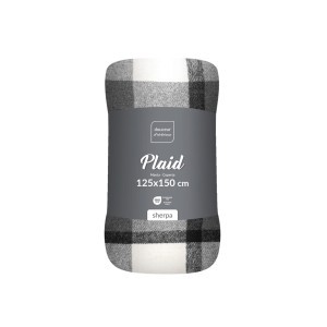 Pledas 125x150 cm pilkas, poliesteris ECOSSAIS douceur d'intérieur