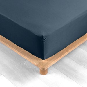 Paklodė su guma 180x200 cm medvilnė, mėlyna sp. PERCALINE douceur d'intérieur