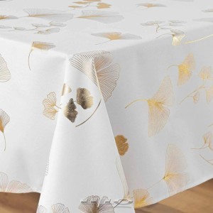 Staltiesė 150x300 cm poliesteris balta su aukso sp. BLOOMY douceur d'intérieur