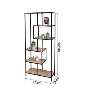 Lentyna pastatoma 77x33x185 cm juoda, medis Urban Living 151348