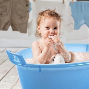 Vonelė plastikinė su rankenėlėmis 75 l D80xH31 cm mėlynos spalvos 31800 Italija