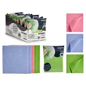 Šluostės 5 vnt 40x36 cm (rožinė, violetinė, žalia)  110 g/m2 87162