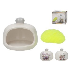 Laikiklis kempinei virtuvinis keramikinis 12x12x10 cm (mix 2) ROCIO8445393317168