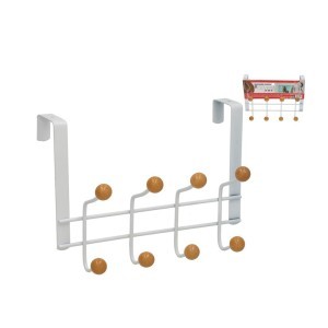 Kabykla 8 kabliai, kabinama ant durų balta 23x20x8 cm metalinė 8445393541976