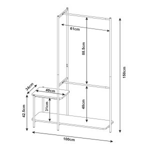 Kabykla stovas drabužiams 150x100x34 cm juoda PXLH-0004 84237012