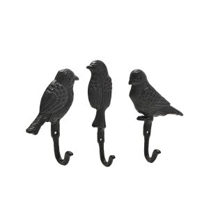Kabliukas 3 vnt  Paukščiukas juodas metalinis 18x15x1 cm  Country Living Widdop