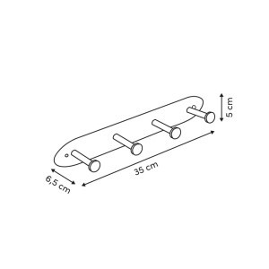 Kabykla drabužiams metalinė juoda 4 kabliai 5Five 193470