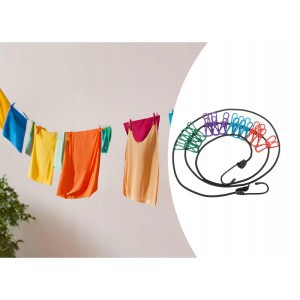 Virvė skalbiniams elastinė su segtukais 12 vnt. 180-200 cm  27274