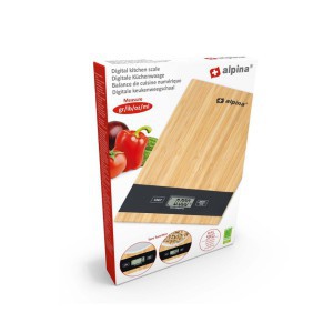 Svarstyklės virtuvinės skaitmeninės bambukinės 5 kg ALPINA 871125218677