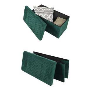 Dėžė-pufas 76x38x38 cm sulankstoma, žalios sp., veliūras Urban Living 53399