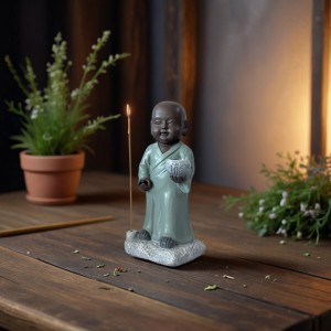 Figūrėlė Buda keramikinė su laikikliu smilkalams 9x11x22 cm Zen Arome