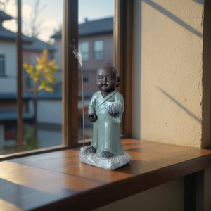 Figūrėlė Buda keramikinė su laikikliu smilkalams 9x11x22 cm Zen Arome