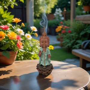 Figūrėlė Buda keramikinė su laikikliu smilkalams 12x12x25 cm Zen Arome