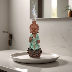 Figūrėlė Buda keramikinė su laikikliu smilkalams 12x12x25 cm Zen Arome