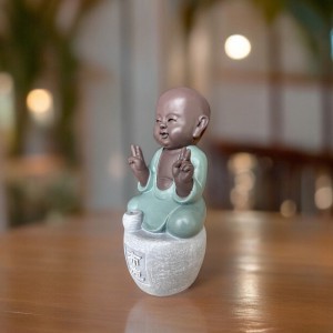 Figūrėlė Buda keramikinė su laikikliu smilkalams 7x6x14 cm Zen Arome