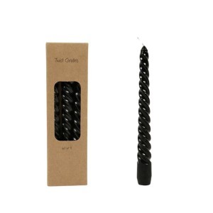 Žvakės suktos 3 vnt 19 cm diam. 2,1 cm juoda spalva 95475