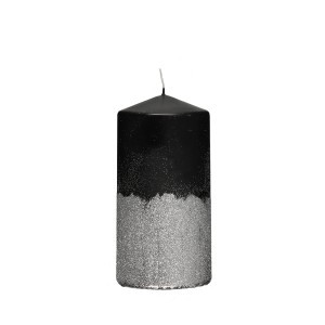 Žvakė juoda su blizgučiais 6x12 cm Polar 609161