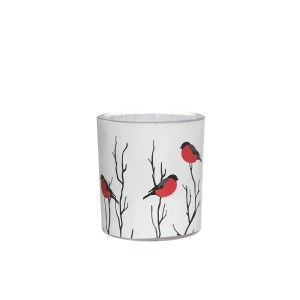 Žvakė stikliniame indelyje Paukščiai  D7,3xH8 cm 601272