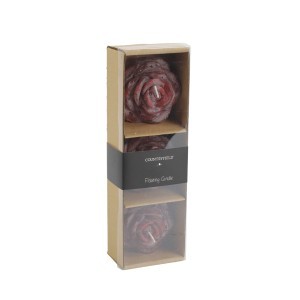 Žvakės plūduriuojančios 3 vnt D7xH4 cm Rožės žiedas, bordo sp. 118240
