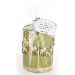 Žvakė su kalėdine aplikacija žalia 10x7x7 cm 182566 KLD