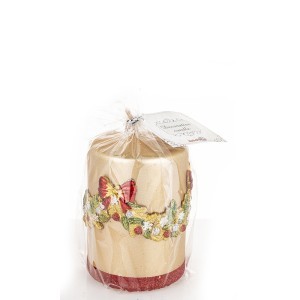 Žvakė su kalėdine aplikacija auksinės sp. 10x7x7 cm 182570 KLD