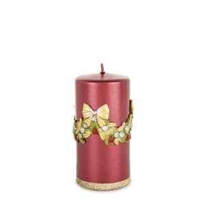 Žvakė su kalėdine aplikacija raudona 14x7x7 cm 182559 KLD