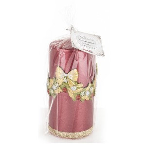 Žvakė su kalėdine aplikacija raudona 14x7x7 cm 182559 KLD
