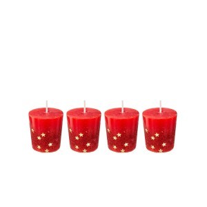 Žvakės 4 vnt 4x4,5 cm raudona spalva, parafinas Atmosphera 129847RG KLD