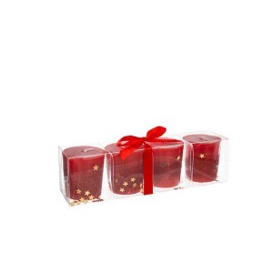 Žvakės 4 vnt 4x4,5 cm raudona spalva, parafinas Atmosphera 129847RG KLD